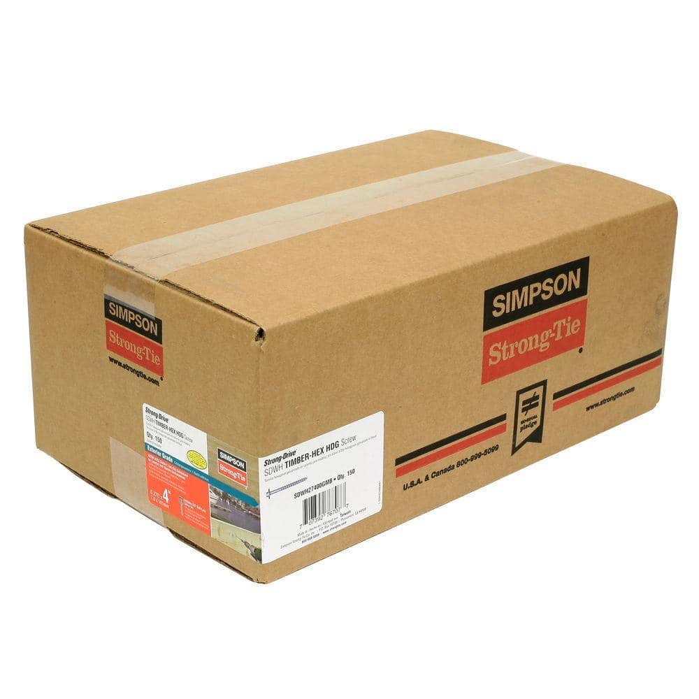 Simpson Strong-Tie 0.276 in. x 4 in. Strong-Drive SDWH Timber-Hex HDG Wood Screw (150-Pack)