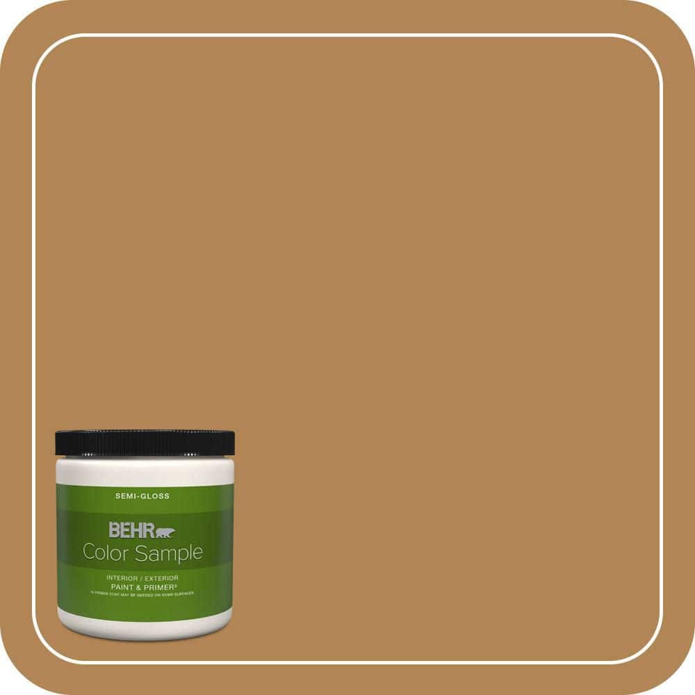 BEHR PREMIUM PLUS 8 oz. #S290-6 Golden Rice Semi-Gloss Interior/Exterior Paint & Primer Color Sample