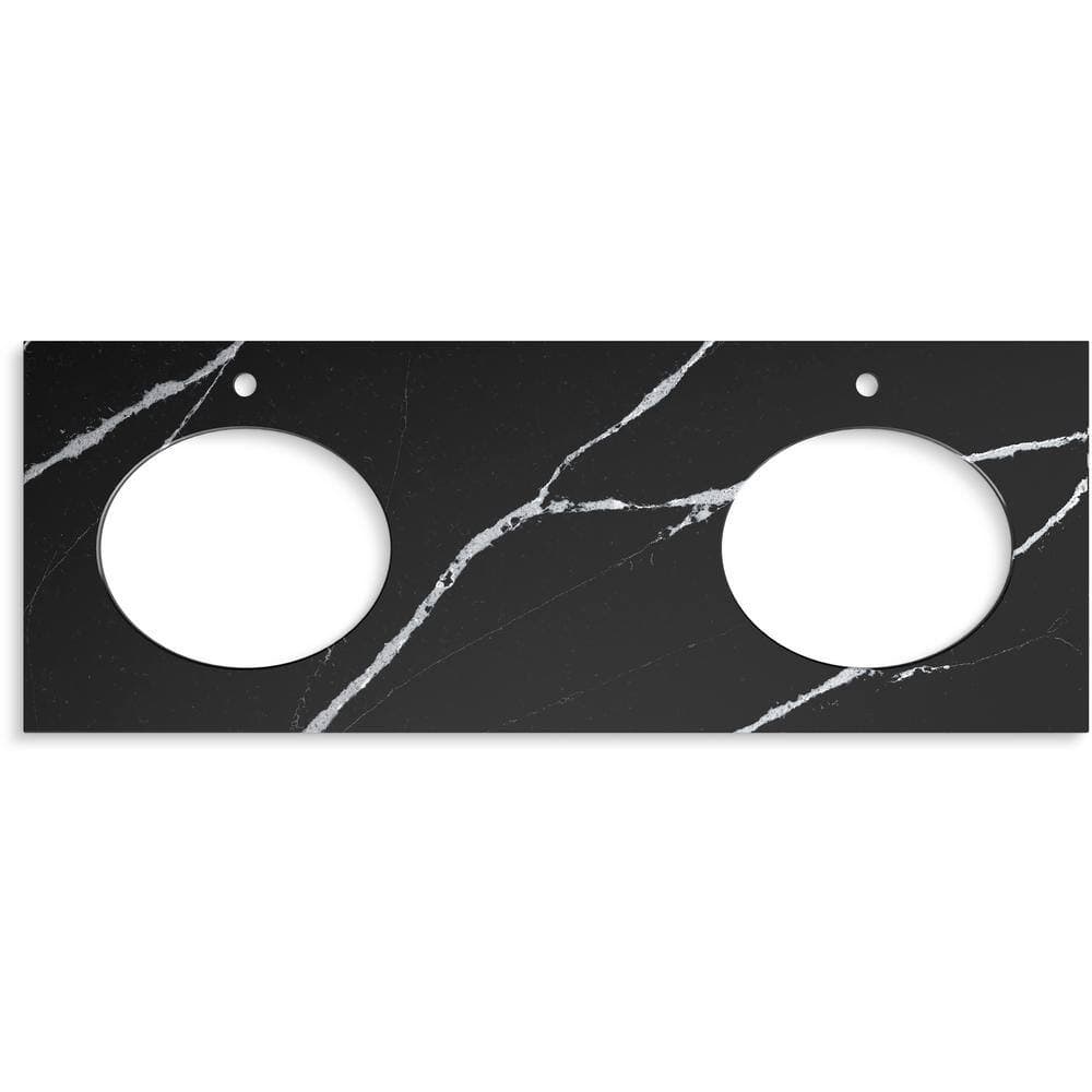 KOHLER Silestone 61 in. W x 22.4375 in. D Quartz Double Oval Cutouts with Vanity Top in Eternal Marquina (2)