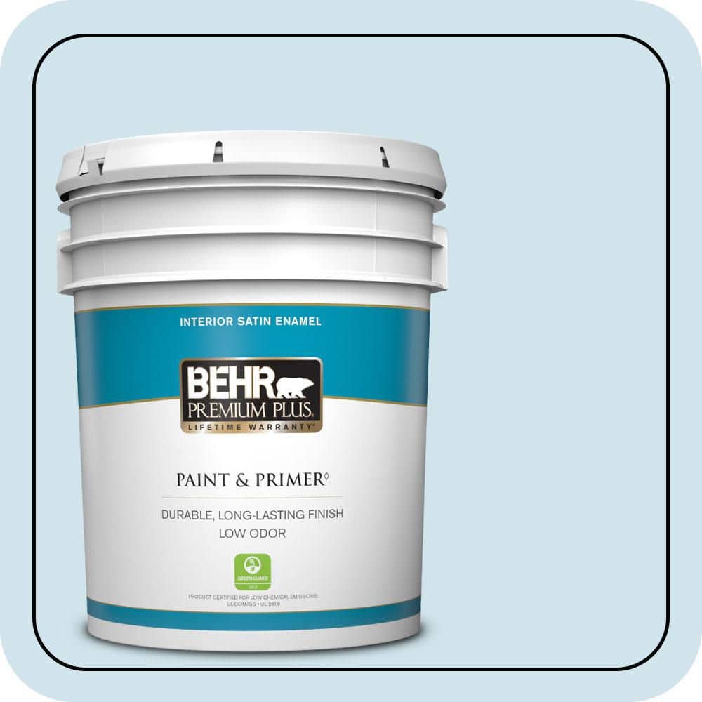 BEHR PREMIUM PLUS 5 gal. #550A-1 Sea Sprite Satin Enamel Low Odor Interior Paint & Primer