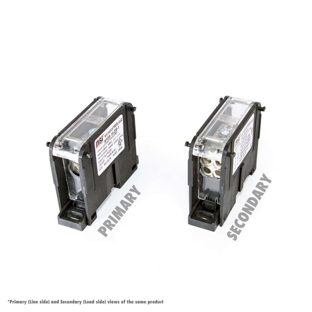 NSi Industries PDB, 1 Pole, Line 1 x 2/0 -14, Load 4 x 4 - 14 Small Power Distribution Block