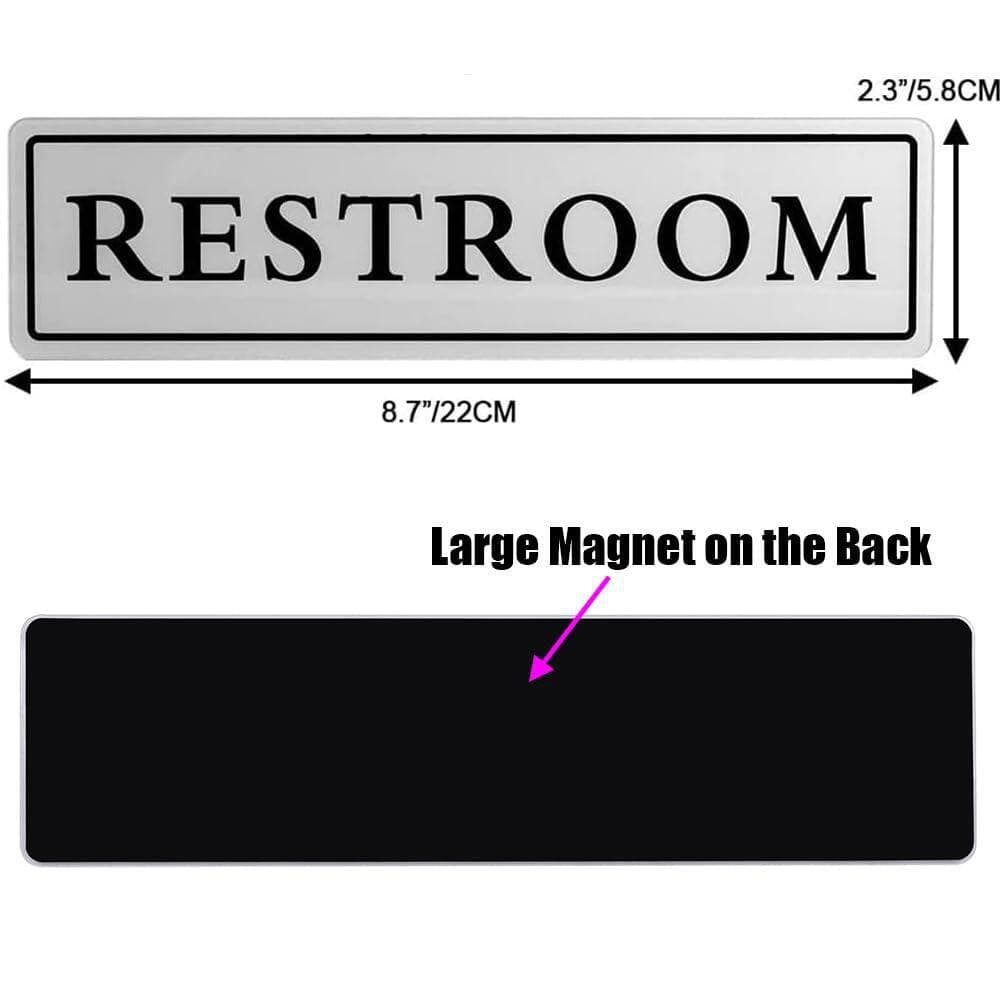 LAIFUCAM 1 Pack Silver Acrylic Restroom Sign with Magnets, Professional Office Door Plaque, Easy Install, Durable (3)