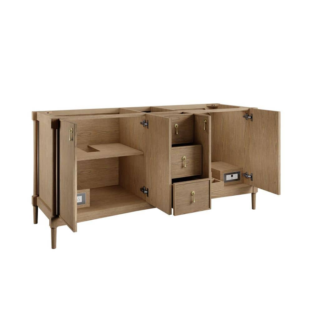 James Martin Vanities Kinnsden 71.3 in. W x 23.1 in. D x 34.8 in. H Double Bath Vanity Cabinet without Top in Weathered Oak (3)