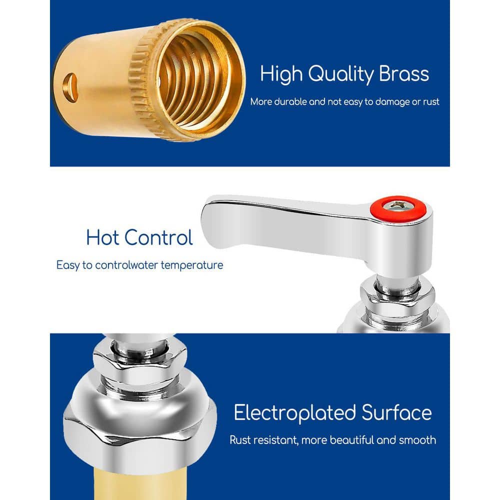Helhom Handle Stem Assembly, Blue Cold And Red Hot Side Spindle Assembly, Valve Replacement Part Fits Brass Faucets (2)