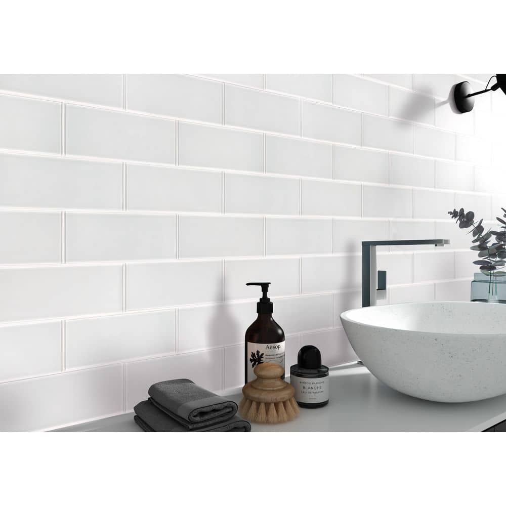 MSI Ice 4 in. x 12 in. Glass Subway Wall Tile (2 sq. ft./Case) (3)
