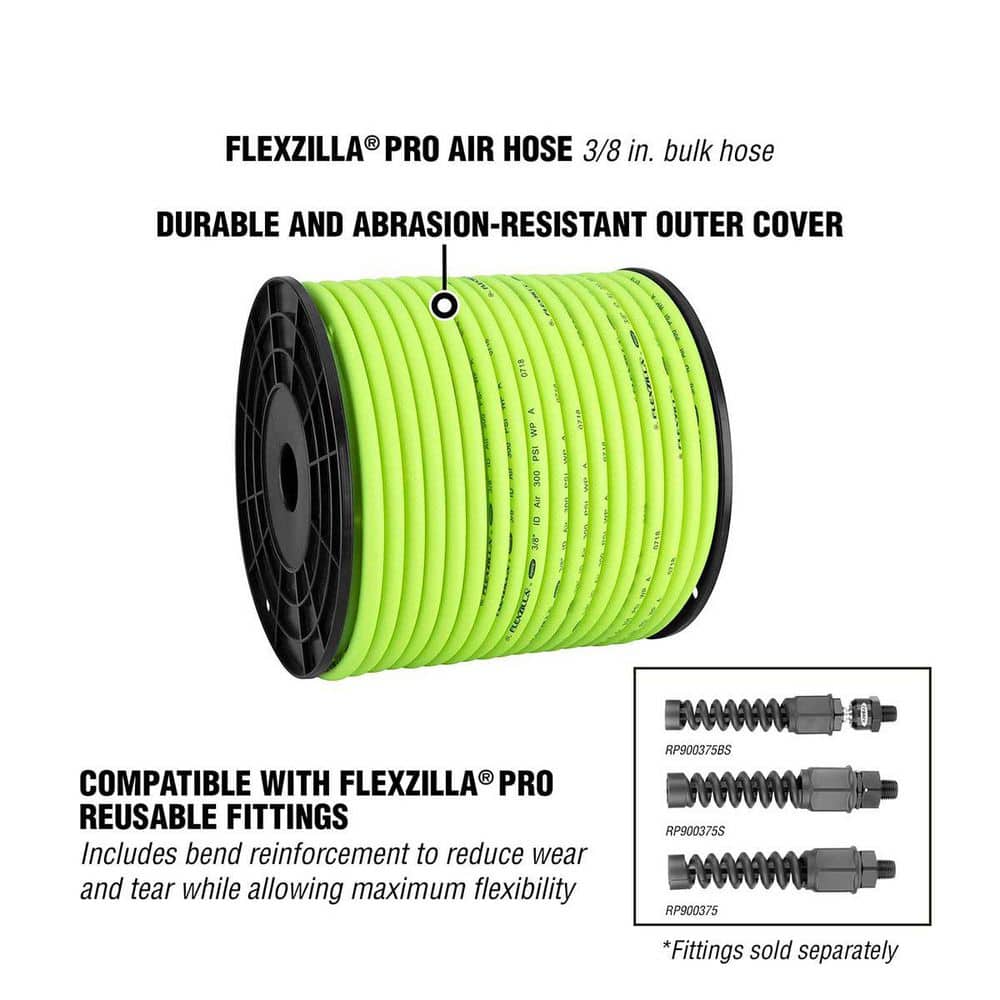 Flexzilla Pro Air Hose in Bulk, 3/8 in. x 250 ft. on Plastic Spool (3)