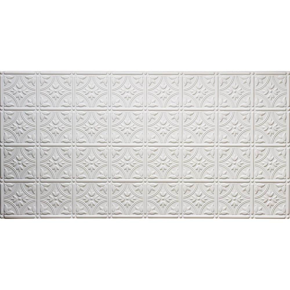 Global Specialty Products Dimensions 2 ft. x 4 ft. Glue Up Tin Ceiling Tile in Matte White