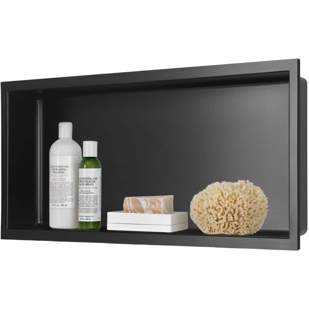 AKDY 24 in. W x 12 in. H x 4 in. D 18-Gauge Bathroom Shower Niche in Matte Black