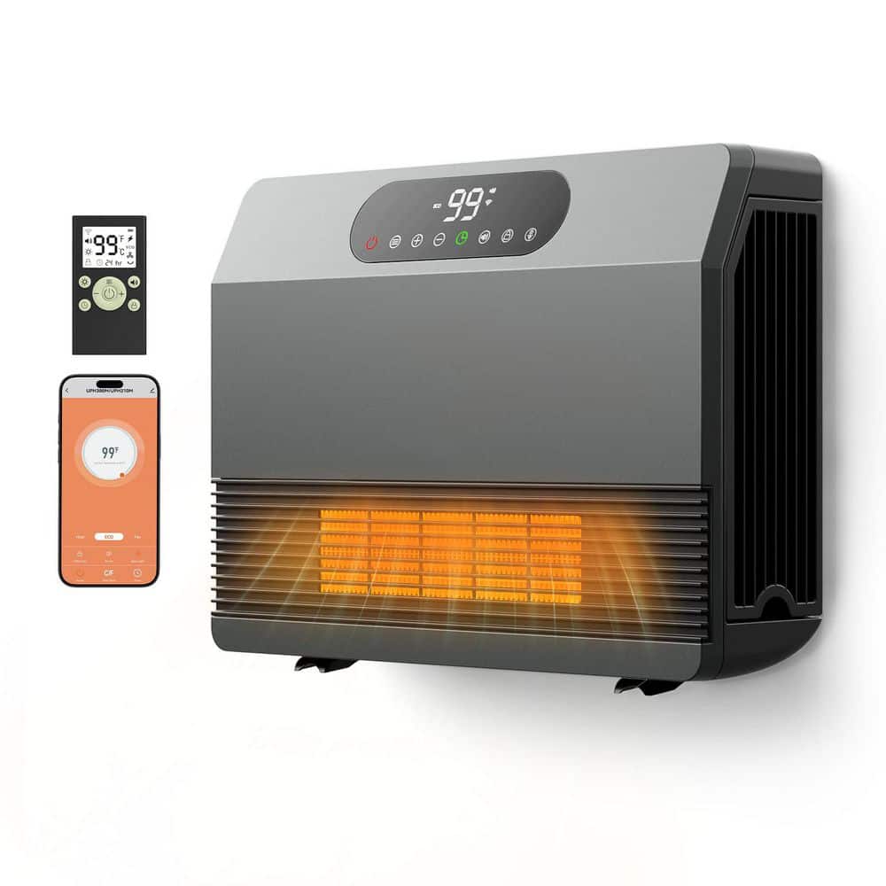 Unbranded 1500W Electric Wall Heater with Thermostat, ECO Mode, Touch/Remote/App/Alexa Control, Overheat, Grey Furnace (2)