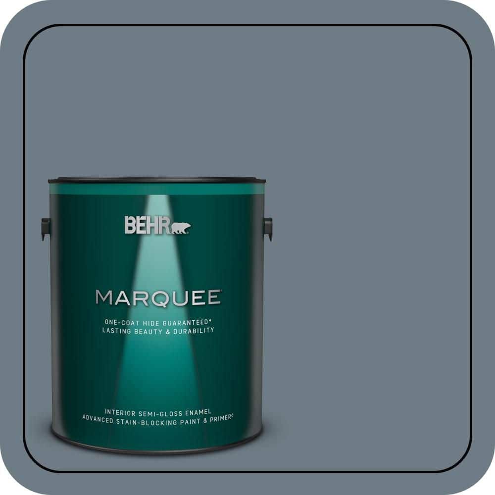 BEHR MARQUEE 1 gal. #N490-5 Charcoal Blue One-Coat Hide Semi-Gloss Enamel Interior Paint & Primer