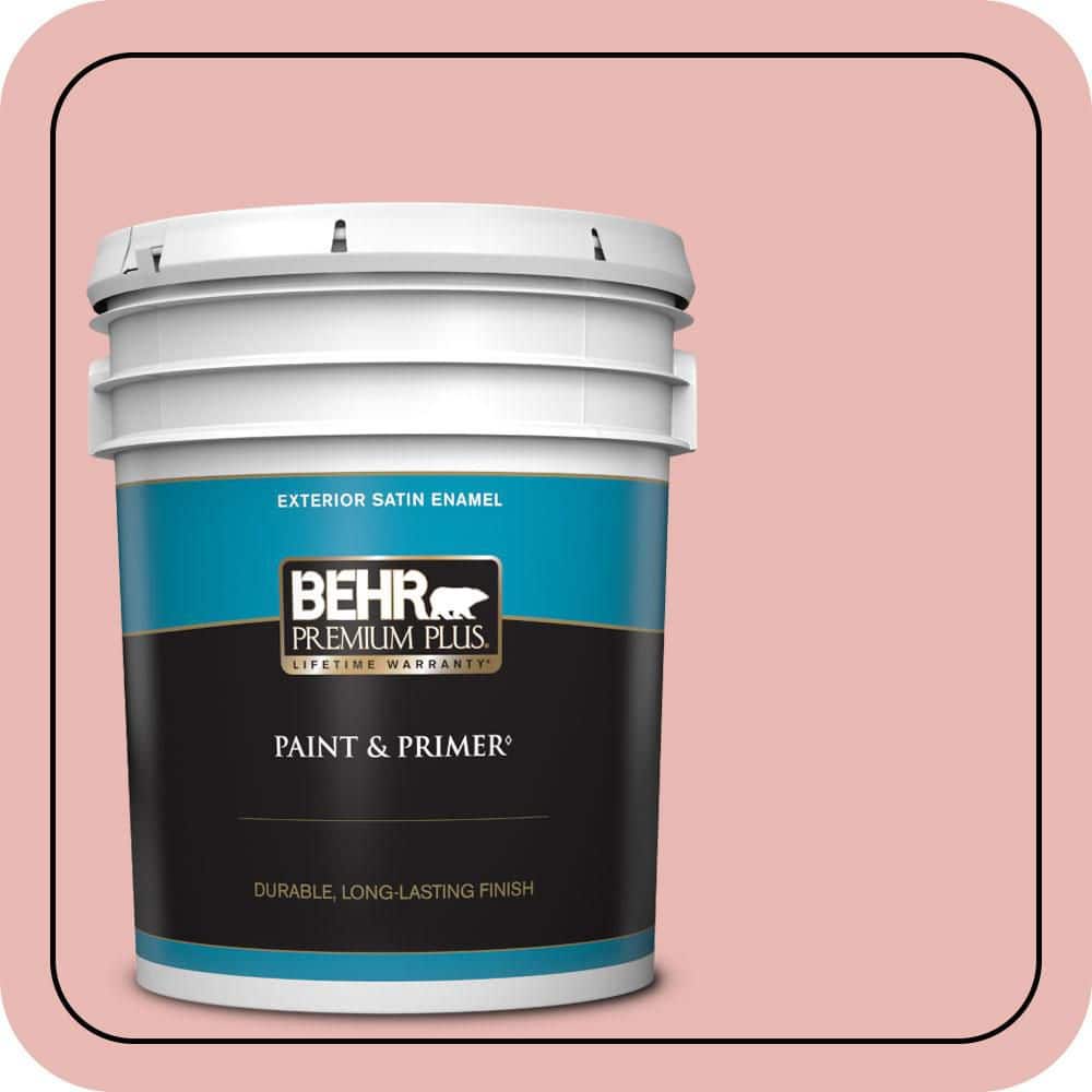 BEHR PREMIUM PLUS 5 gal. #MQ4-4 Noble Blush Satin Enamel Exterior Paint & Primer