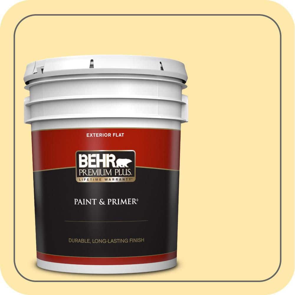 BEHR PREMIUM PLUS 5 gal. #PPH-02 Corn Flat Exterior Paint & Primer