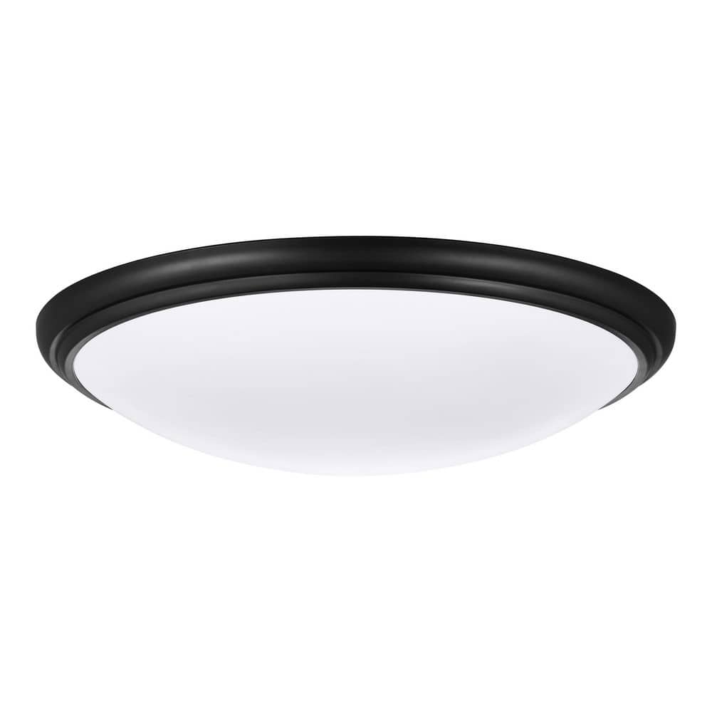 Commercial Electric 12 in. Light Matte Black and White Adjustable CCT Integrated LED Ceiling Flush Mount Fixture with Interchangeable Trim (2)