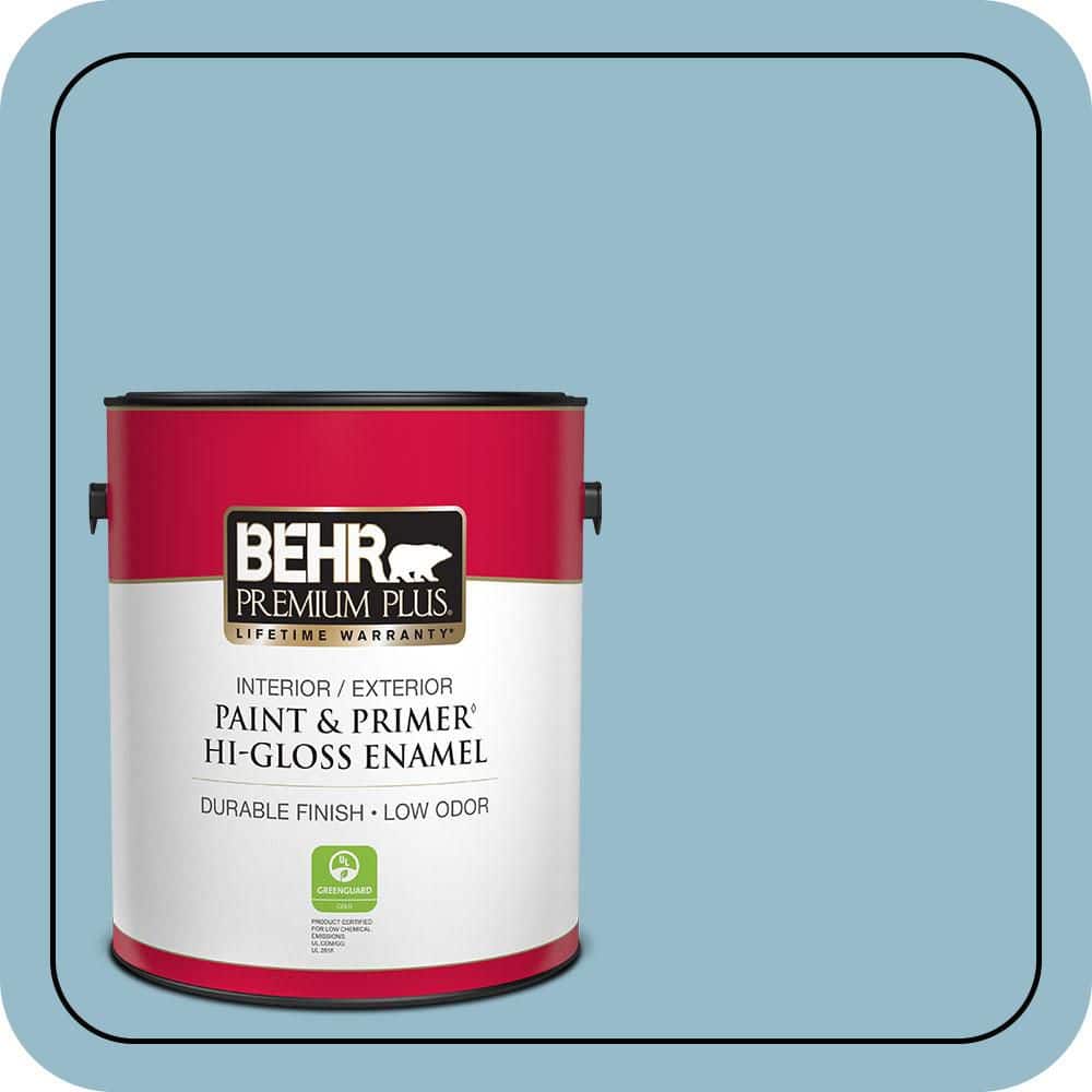 BEHR PREMIUM PLUS 1 gal. #S480-3 Sydney Harbour Hi-Gloss Enamel Interior/Exterior Paint & Primer
