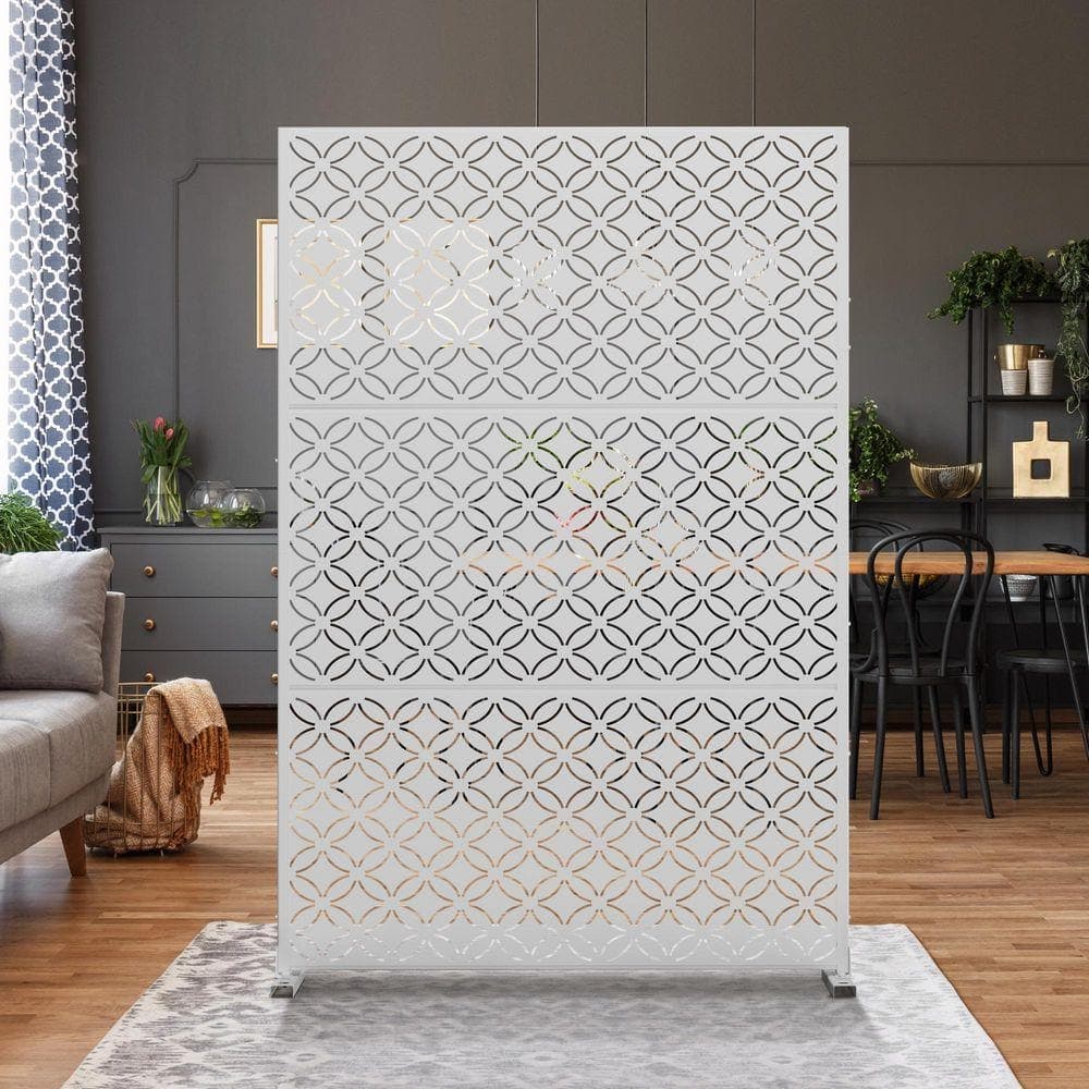 PexFix 72 in. x 47 in. White Outdoor Metal Galvanized Privacy Screen Fence Garden Panels (1)