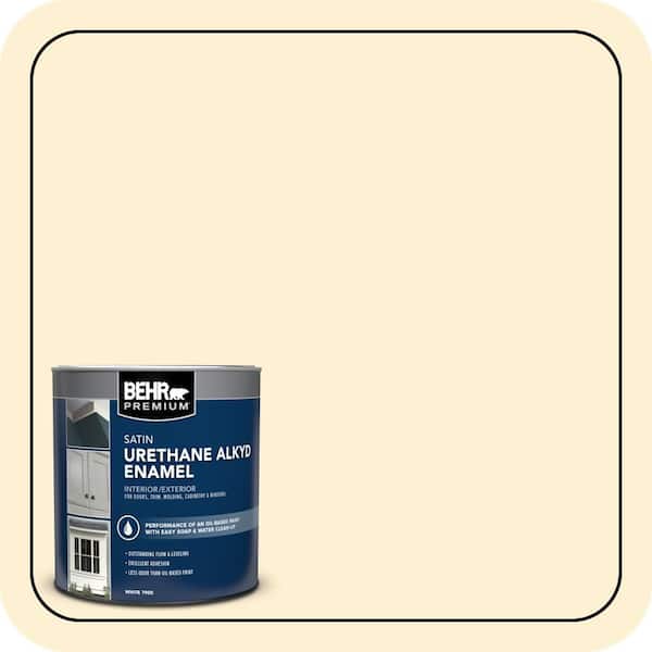 BEHR PREMIUM 1 qt. #350A-2 Vanilla Milkshake Satin Enamel Urethane Alkyd Interior/Exterior Paint (2)