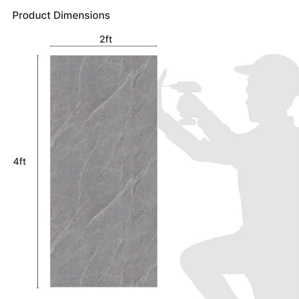 Dundee Deco Falkirk Irvine II, 1/8 in. x 2 ft. x 4 ft. Gray Matte SPC PVC Decorative Wall Paneling, Faux Stone, 4-Pack (3)