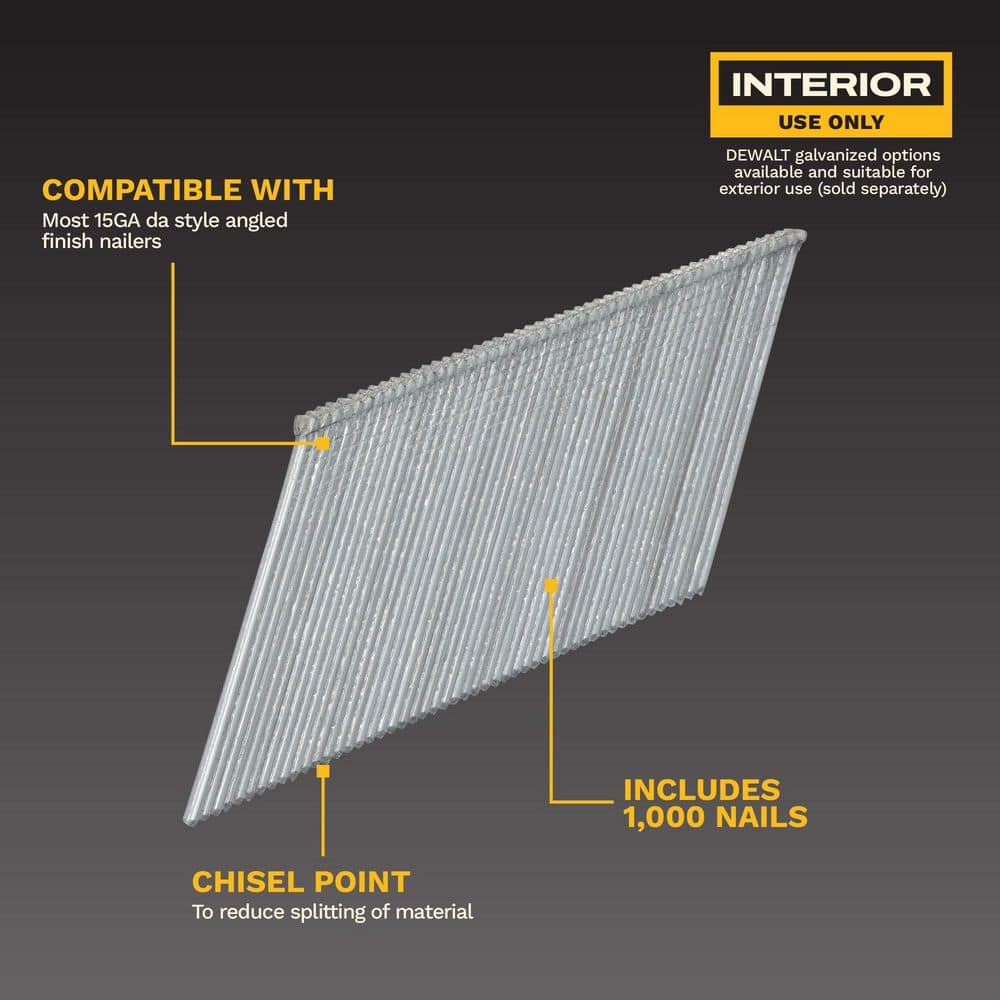 DEWALT 2 in. x 15-Gauge 34-Degree DA Bright Finish Nails (1000-Pack) (2)