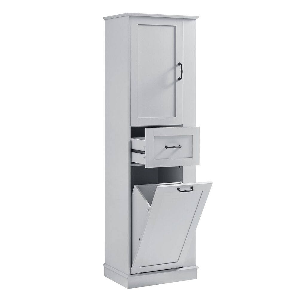 Ximuprmy Multi-Functional 20 in. W x 14 in. D x 68 in. H Gray Freestanding Slim Linen Cabinet with Adjustable Shelves (2)