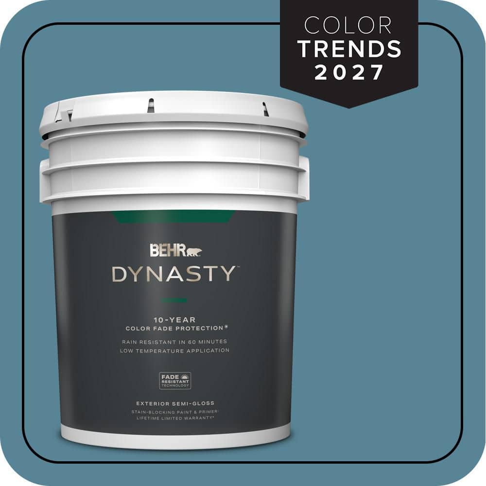 BEHR DYNASTY 5 gal. #S480-5 Blue Moon Bay Semi-Gloss Enamel Exterior Stain-Blocking Paint & Primer