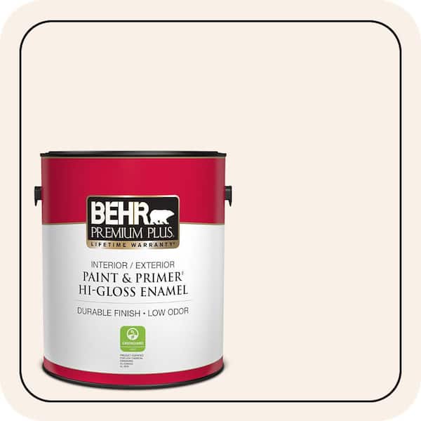 BEHR PREMIUM PLUS 1 gal. #RD-W05 Moonlit Beach Hi-Gloss Enamel Interior/Exterior Paint & Primer (2)