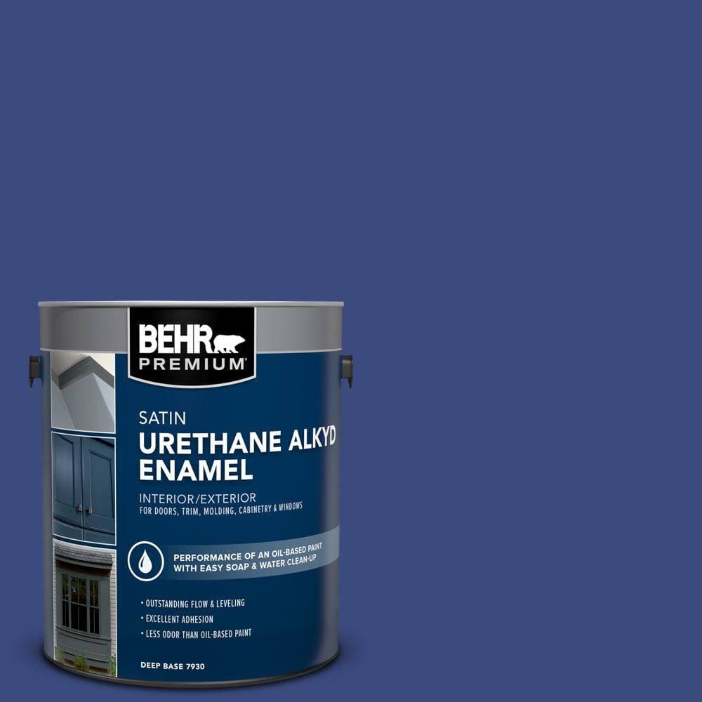 BEHR PREMIUM 1 gal. #P530-7 Tanzanite Urethane Alkyd Satin Enamel Interior/Exterior Paint (1)