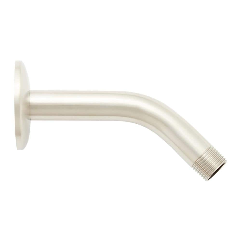 SIGNATURE HARDWARE 6 in. Standard Wall Mounted Shower Arm and Flange Brushed Nickel