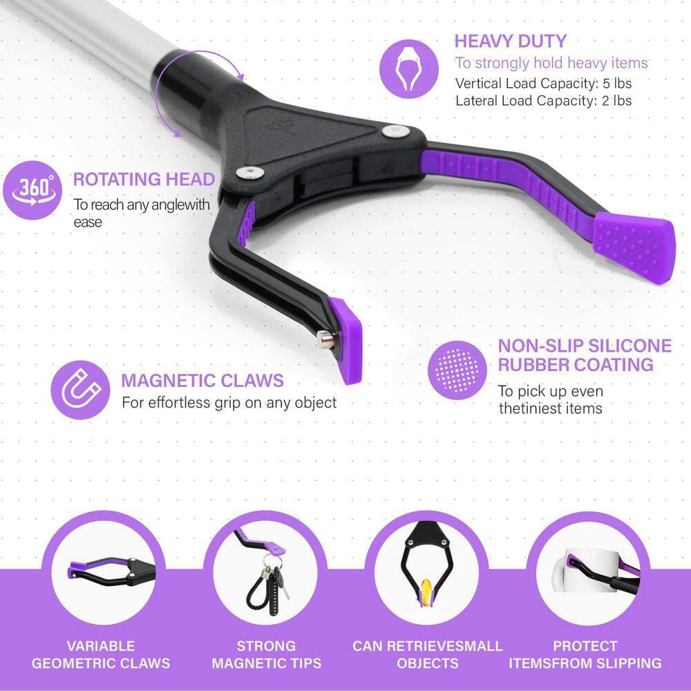 Misopily 32 in. Folding Reacher Grabber Tool with 360° Rotating Head Magnet Ergonomic Handle for Seniors Disabled (1-Piece) (2)