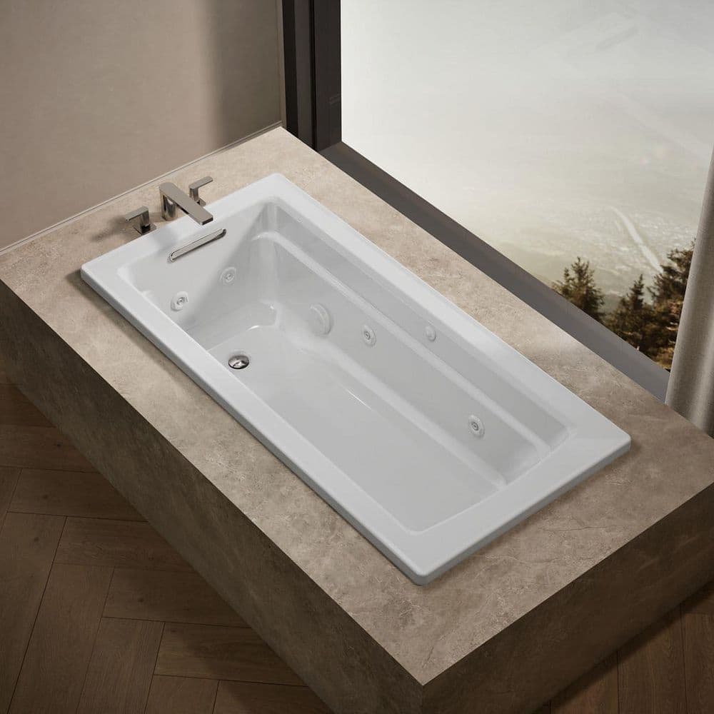KOHLER Archer 66 in. Rectangular Drop-in Whirlpool Bathtub in White (3)