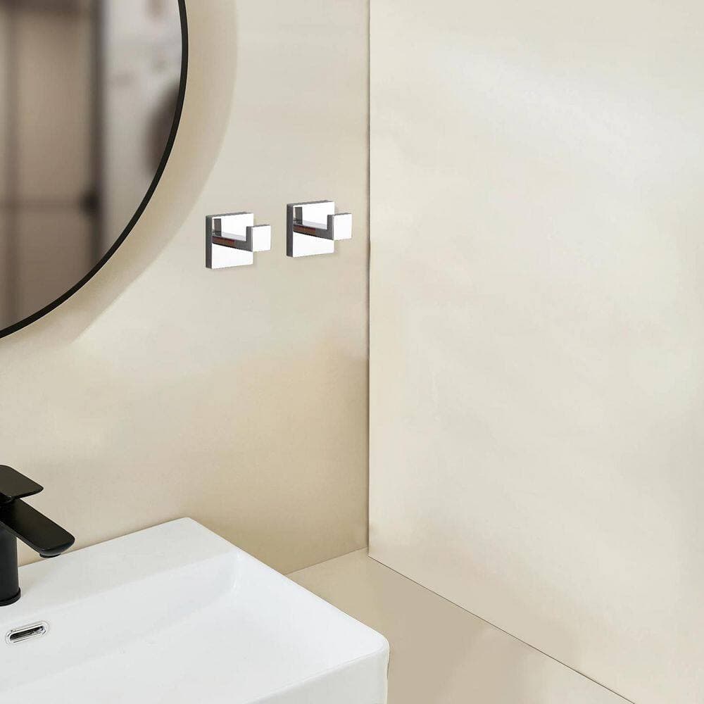 Satico 2 Pack J-Hook Wall-Mounted Stainless Steel Bathroom Robe/Towel Hook in Chrome for Bathroom Kitchen (2)