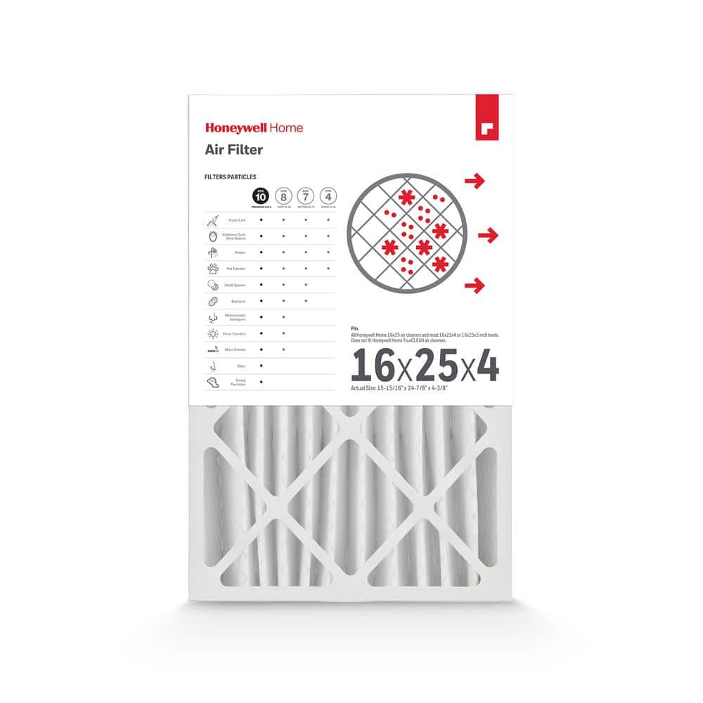Honeywell Home 16 x 25 x 4 Pleated Furnace Air Filter FPR 10, MERV 12 (4)