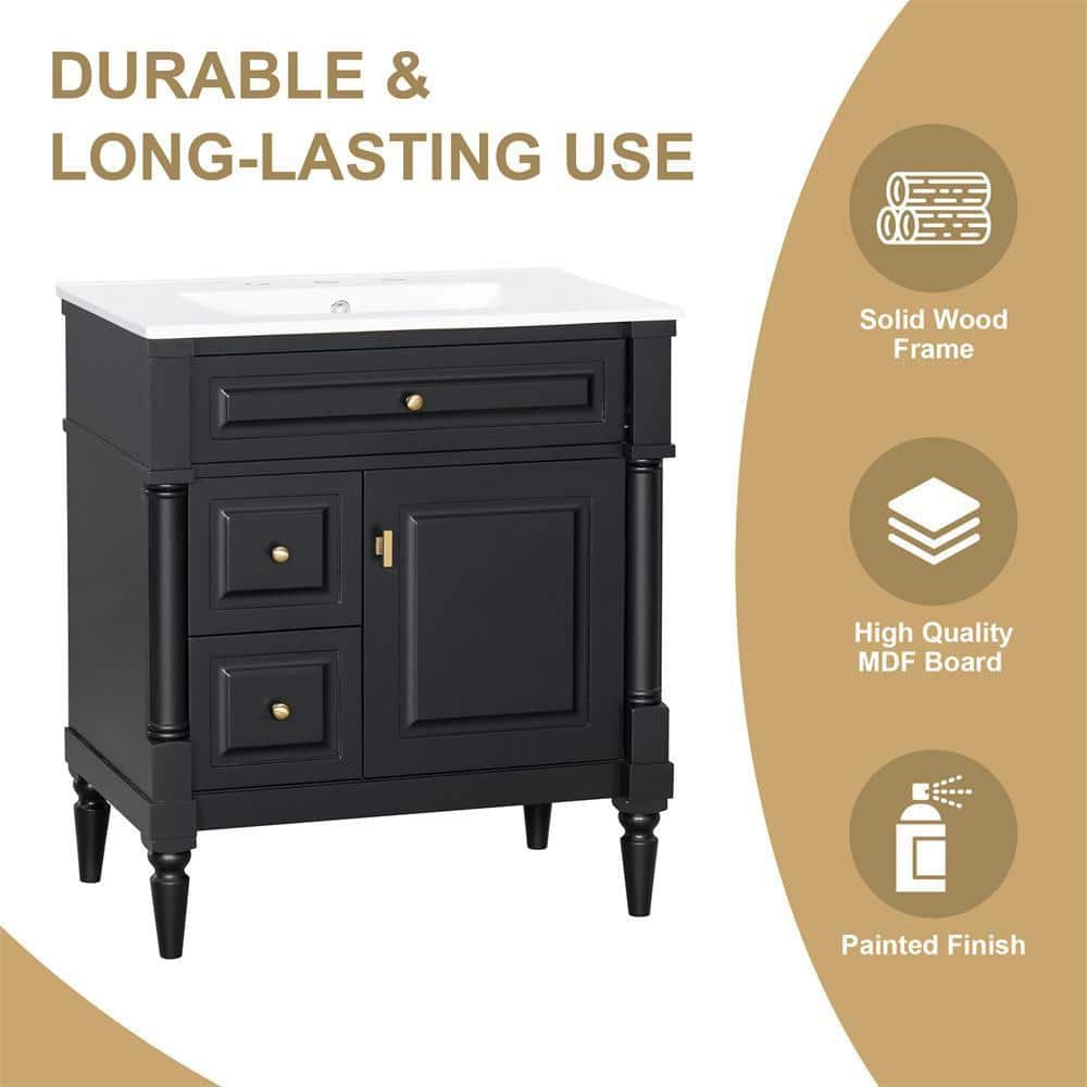 Zeus & Ruta 30 in. Bath Vanity Cabinet without Top in Black Assembled with Solid Rubberwood Frame (2)