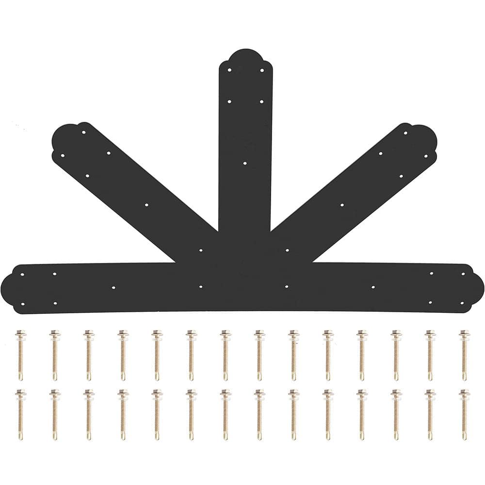 VEVOR Gable Plate Black Powder-Coated Truss Connector Plates 12:12 Pitch Gable Bracket 0.16 in. Steel Truss Nail Plates (1)