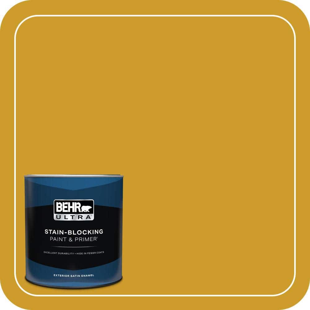 BEHR ULTRA 1 qt. #T16-09 Citronne Satin Enamel Exterior Paint & Primer