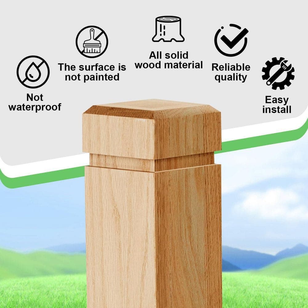Unbranded 1 Pcs 3.5 x 48 inch Solid Red Oak Stair Newel Post Single Groove Notched Wood Baluster for Staircase Interior Railing (3)