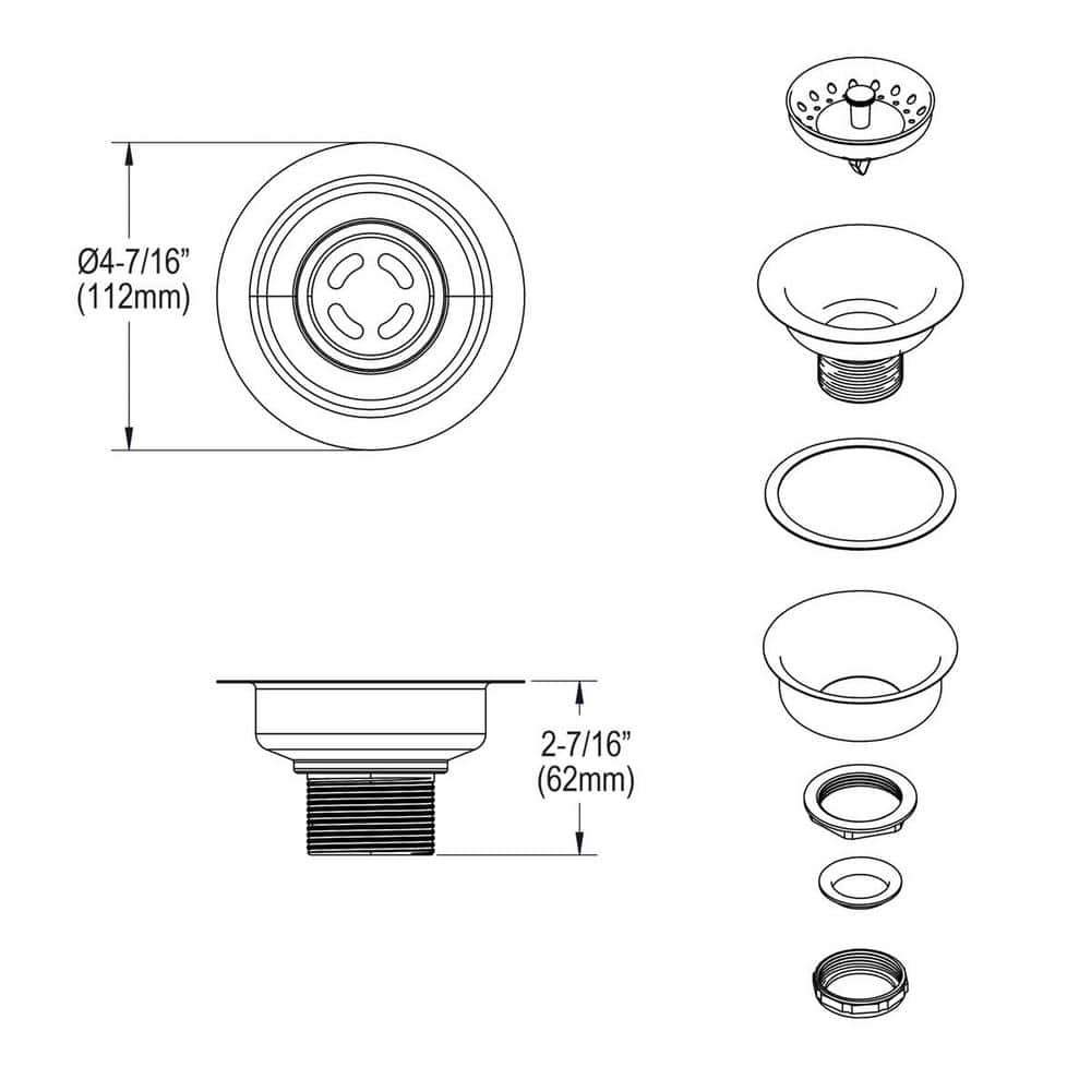 Elkay 3.5 in. Kitchen Sink Drain with Removable Basket Strainer and Rubber Stopper (3)