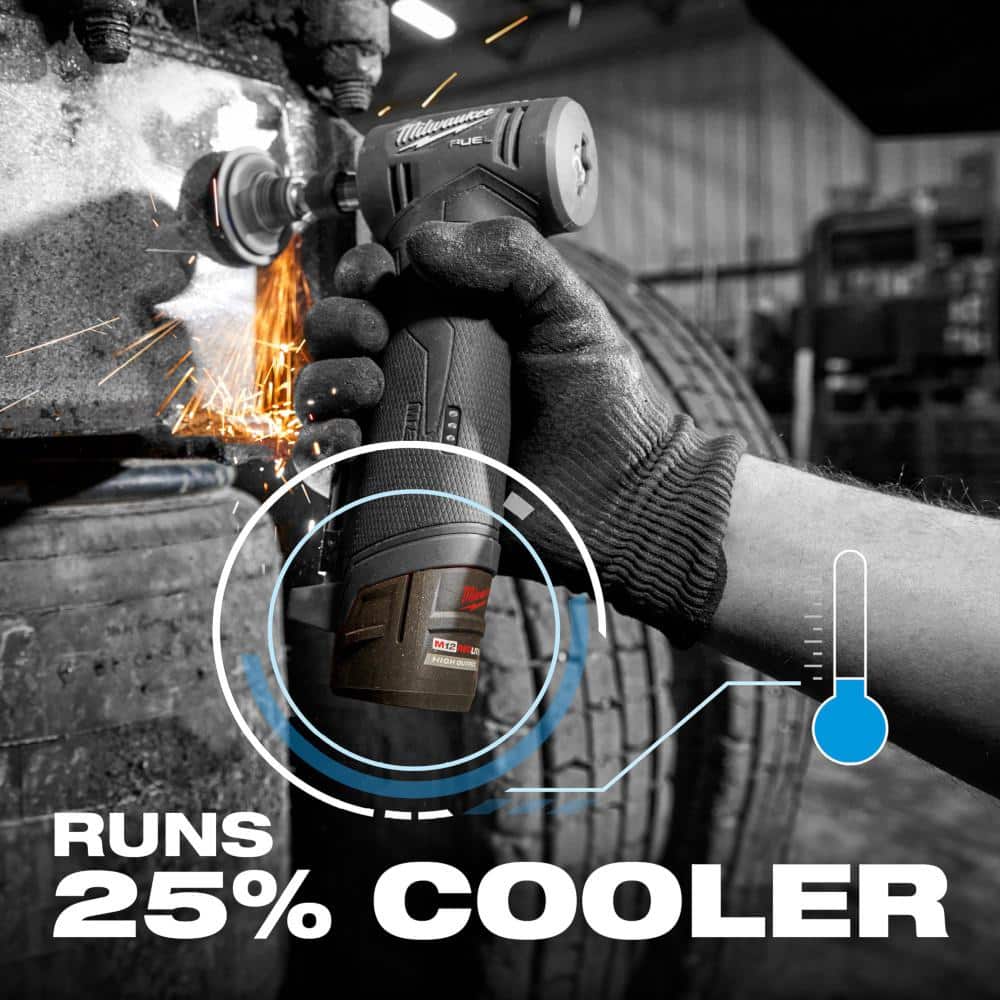 Milwaukee M12 FUEL 12V Lithium-Ion Brushless Cordless . Right Angle Impact Wrench w/High Output 2.5 Ah Battery (4)