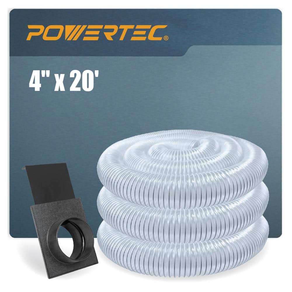 ‎POWERTEC 4 in. x 20 ft. Dust Collection Hose with Blast Gate for Dust Collection Systems (1)
