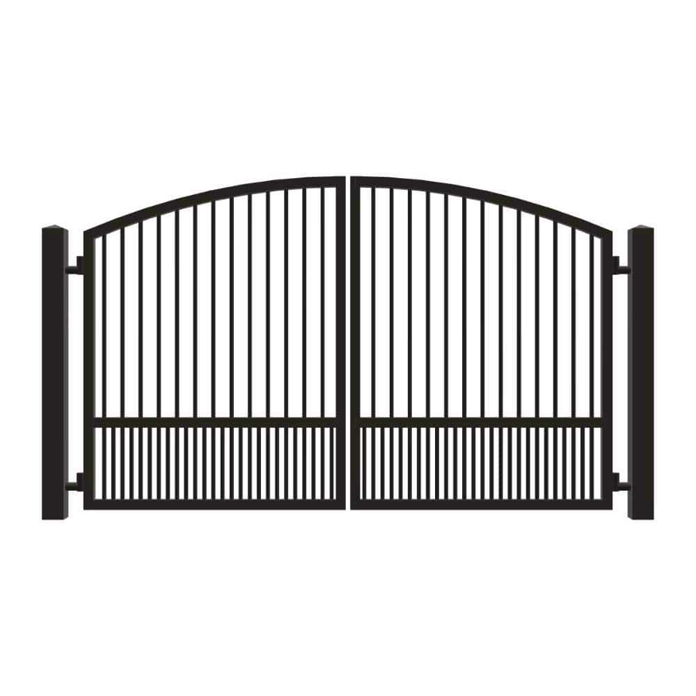 Unbranded Driveway Gate — Swing, Center, Arch, Puppy, Black — 124"W x 72"H (1)