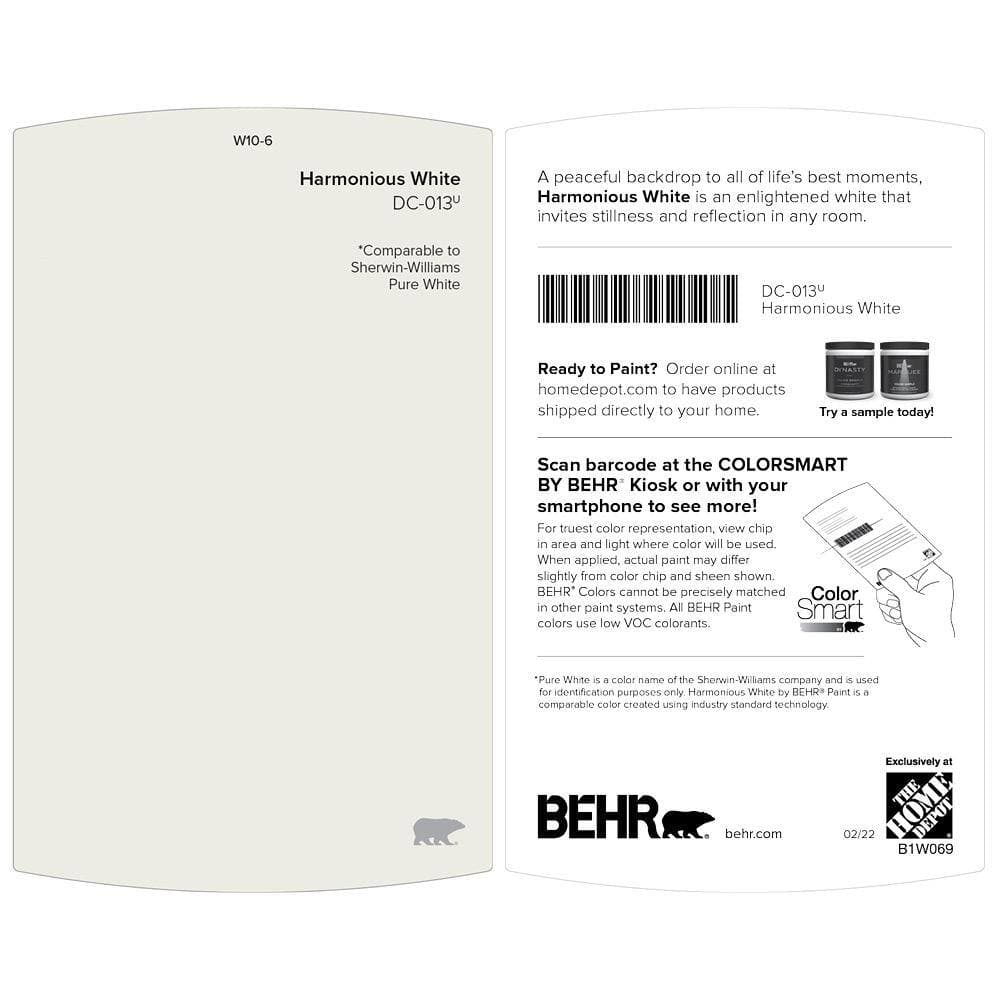 BEHR PREMIUM 1 gal. Designer Collection #DC-013 Harmonious White Semi-Gloss Enamel Interior Cabinet, Door & Trim Paint (2)
