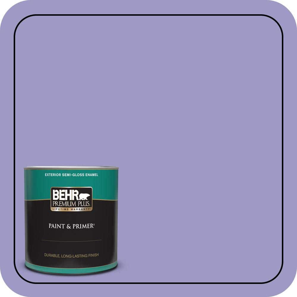 BEHR PREMIUM PLUS 1 qt. #630B-5 Majestic Violet Semi-Gloss Enamel Exterior Paint & Primer