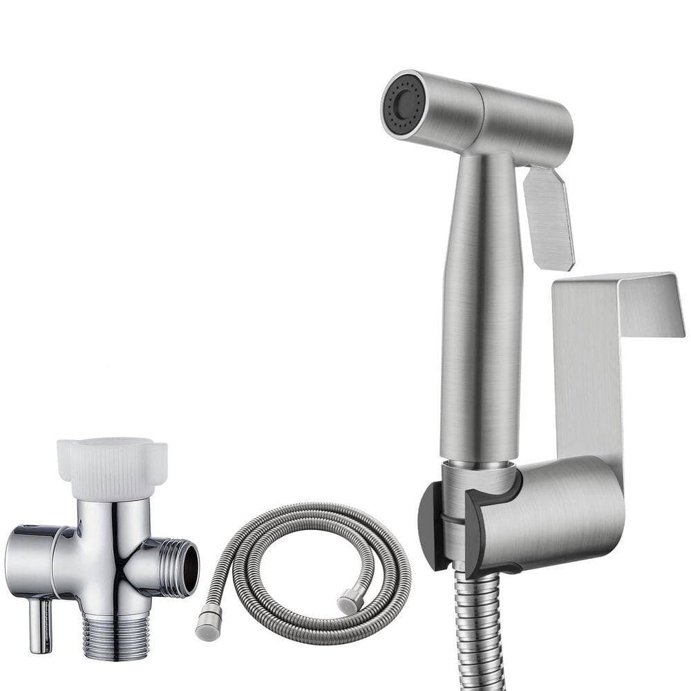 Wudkey 1-Pack Stainless Steel Handheld Bidet Sprayer for Toilet, Bidet Attachment for Feminine Hygiene, Brushed Nickel (1)
