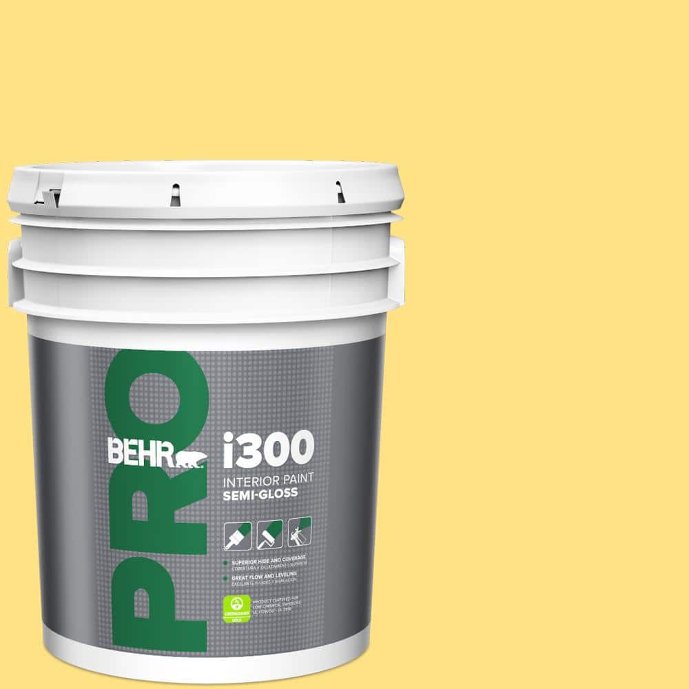 BEHR PRO 5 gal. #380B-4 Daffodil Yellow Semi-Gloss Interior Paint