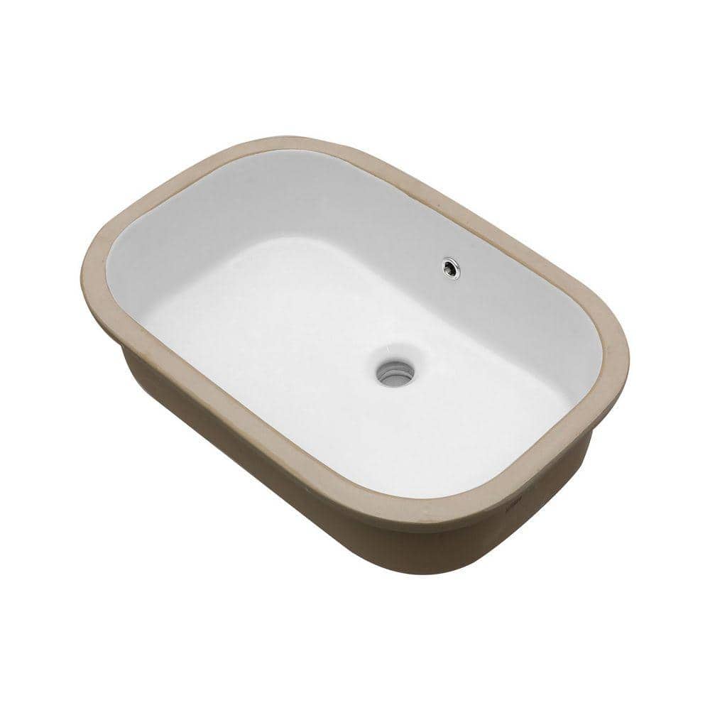 LORDEAR 22 in. Ceramic Undermount Rectangular Bathroom Sink in White with Overflow (1)