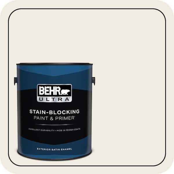 BEHR ULTRA 1 gal. #PWN-51 Villa White Satin Enamel Exterior Paint & Primer (2)