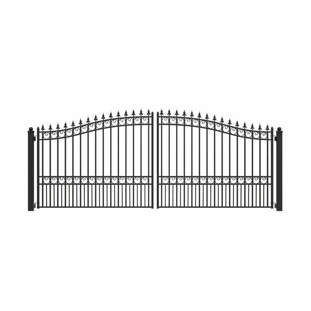 ALEKO London Style 16 ft. x 6 ft. Black Steel Dual Driveway Fence Gate (1)