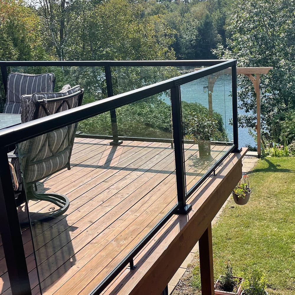 PEAK Aluminum Railing 36-5/16 in. H x 51 in. W Aluminum Deck Railing Clear Tempered Glass Panel for 42 in. High System