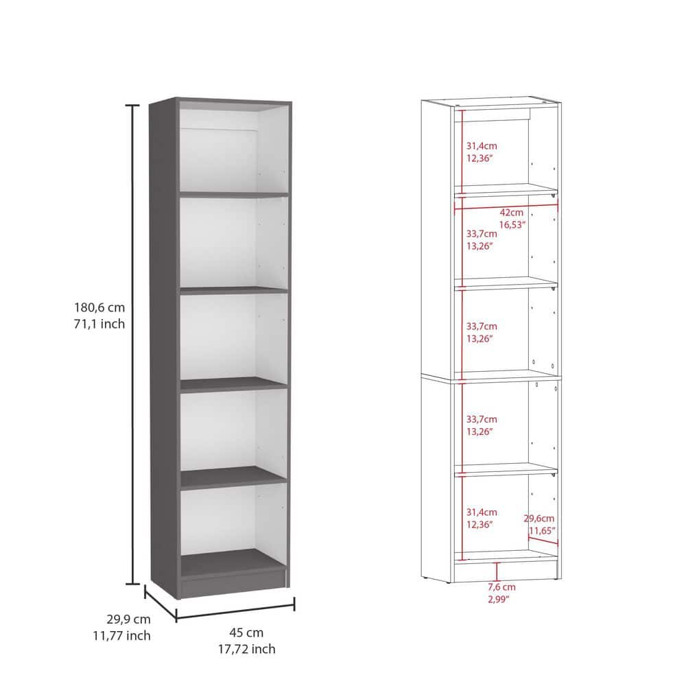 Tahanbath 42.40 in. W x 11.70 in. D x 71.10 in. H White Particle Board Freestanding Linen Cabinet with 10 Shelves in Gray / White (3)