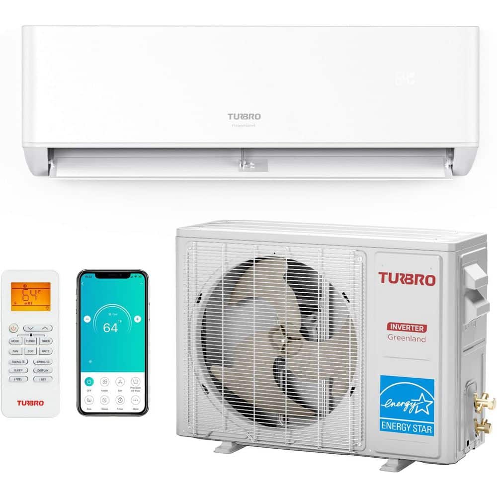 TURBRO 9,000 BTU Ductless Mini Split Inverter AC with Heat Pump, 24 SEER2, 115-Volt, Energy Star, WiFi-Enabled, R454B