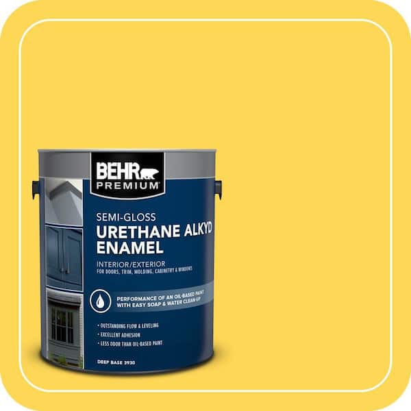 BEHR PREMIUM 1 gal. #P300-6 Buzz-in Urethane Alkyd Semi-Gloss Enamel Interior/Exterior Paint (2)